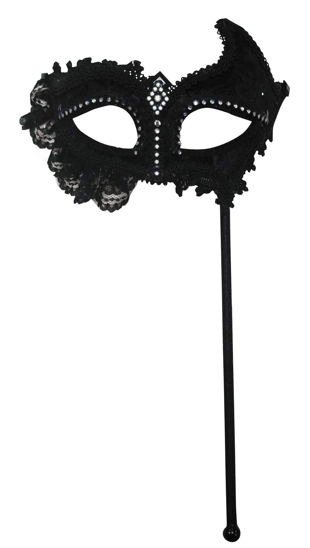 Black Mask with Lace on stick
