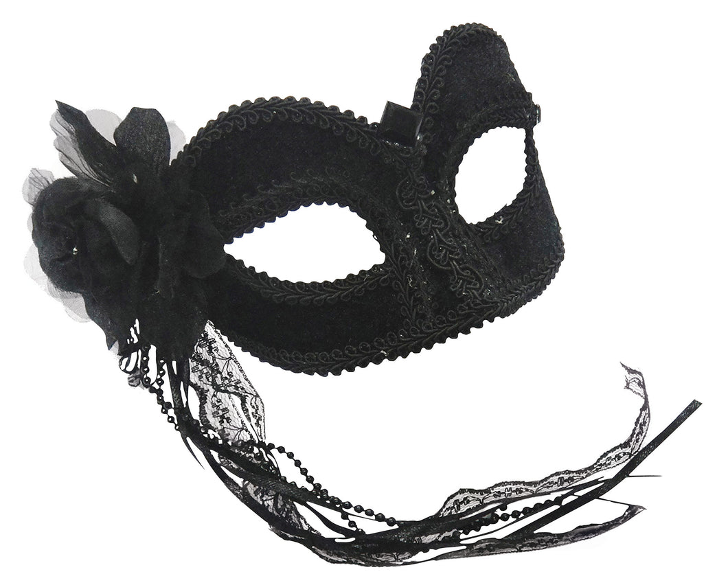 Black velvet with Flower Mask