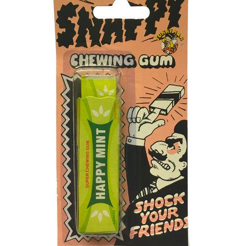 Looks like a normal packet of chewing gum, but conceals a mouse-trap like snap when the stick of gum is removed.