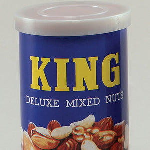 Realistic looking tin of nuts, concealing plastic spring snakes to prank people with when they open it. 